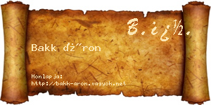 Bakk Áron névjegykártya