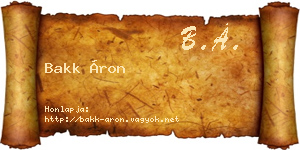 Bakk Áron névjegykártya